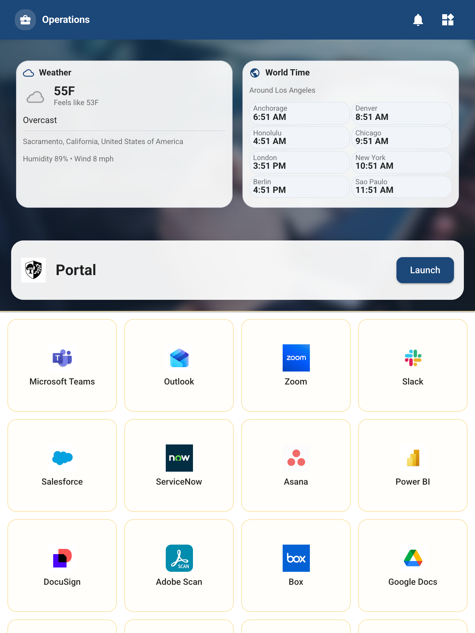 MobiLauncher operations dashboard on a Zebra Android device
